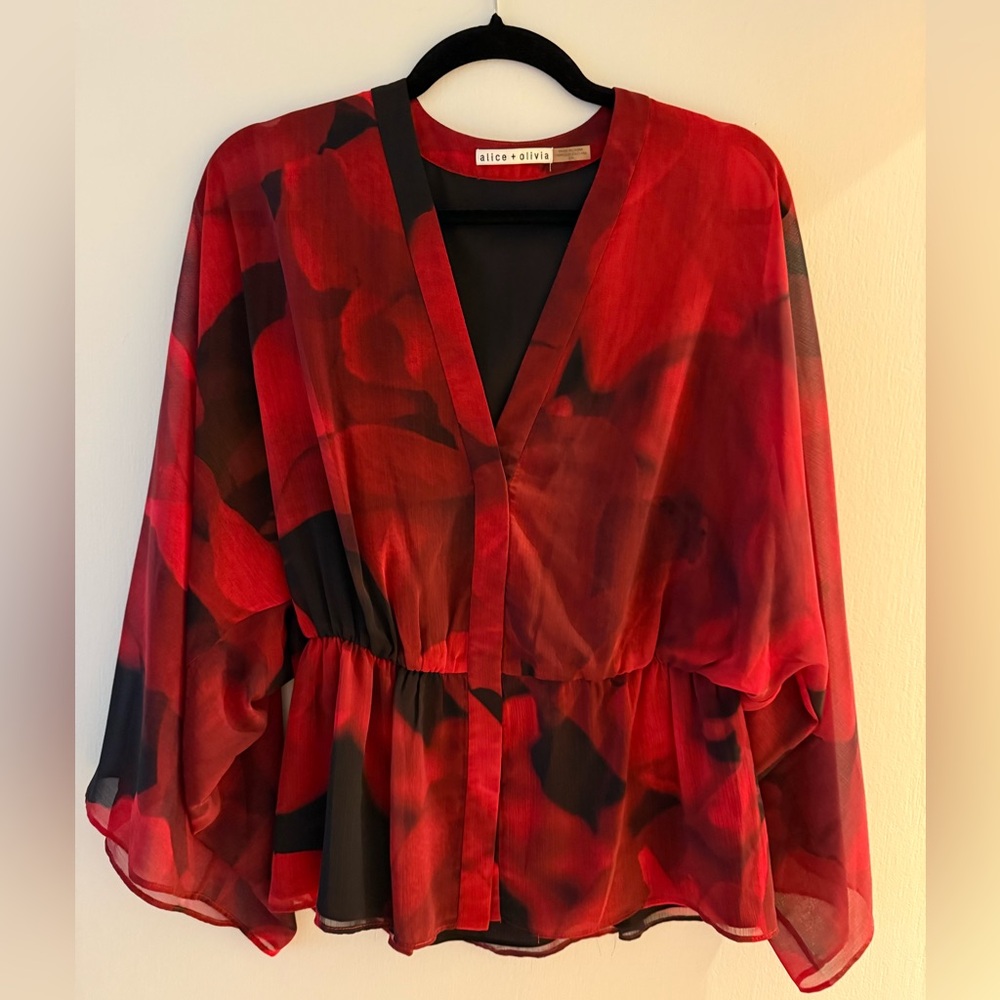 Alice + Olivia Floral V-Neck Blouse